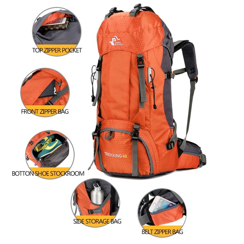 Bseash 60L Waterproof Hiking Camping Backpack with Rain Cover  Large Outdoor Sport Travel Daypack Rucksack for Climbing - Image 3